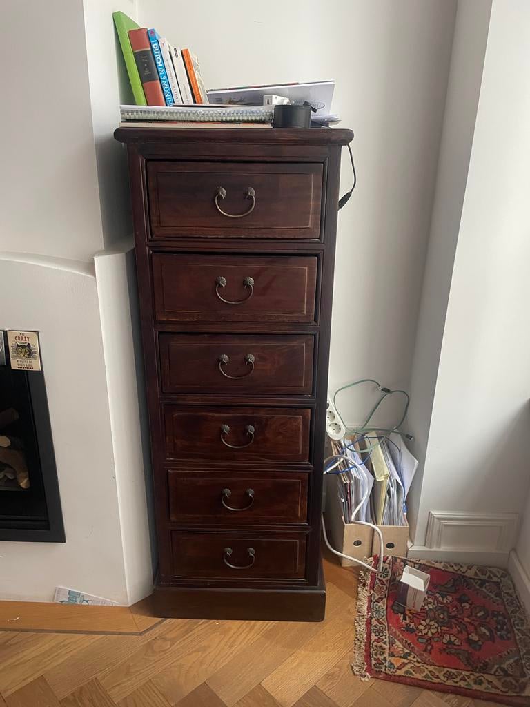 Houten ladekast met 6 laden, Huis en Inrichting, Kasten | Ladekasten, Minder dan 50 cm, Gebruikt, 5 laden of meer, Ophalen of Verzenden