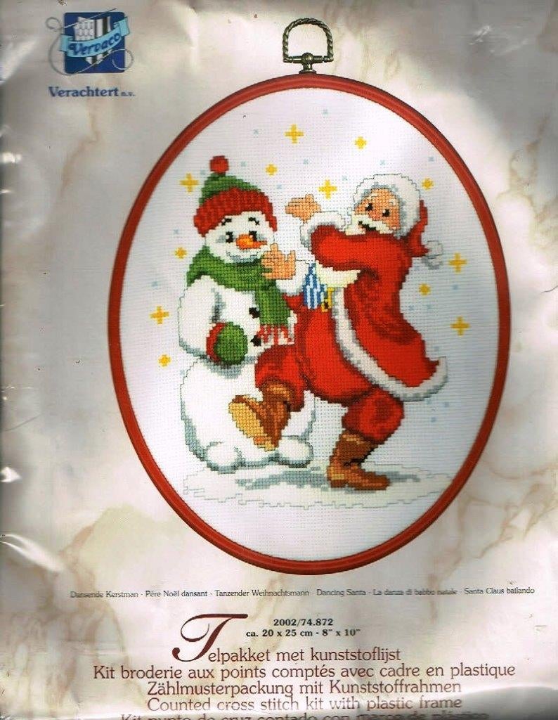 Cado vervaco borduurpakket Dansende Kerstman met lijst op=op, Ophalen of Verzenden, Nieuw, Handborduren, Borduurpakket