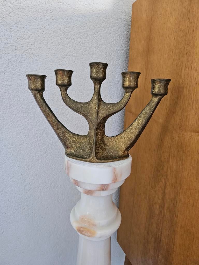 Vintage design Brutalist bronzen Horst Dalbeck kandelaar, .., .., Gebruikt, Brons of Koper