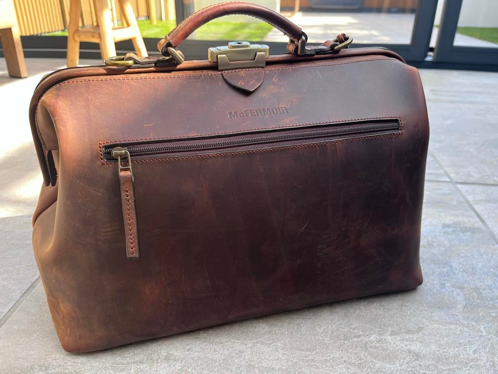 Mc Fermoir dokterstas, Sieraden, Tassen en Uiterlijk, Tassen | Schoudertassen, Gebruikt, Overige merken, Bruin, Leer, Ophalen of Verzenden