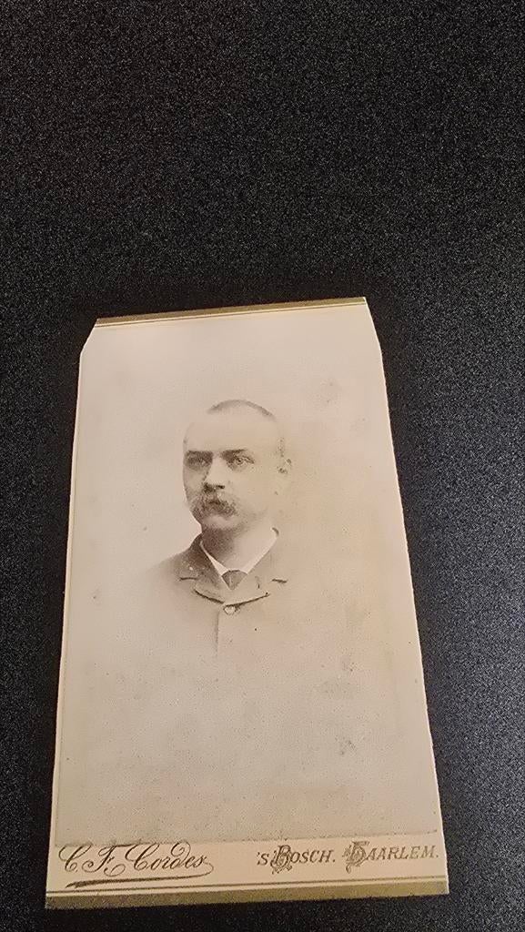Antieke Foto: Portret van een heer, C.F. Cordes, Haarlem, Ophalen of Verzenden