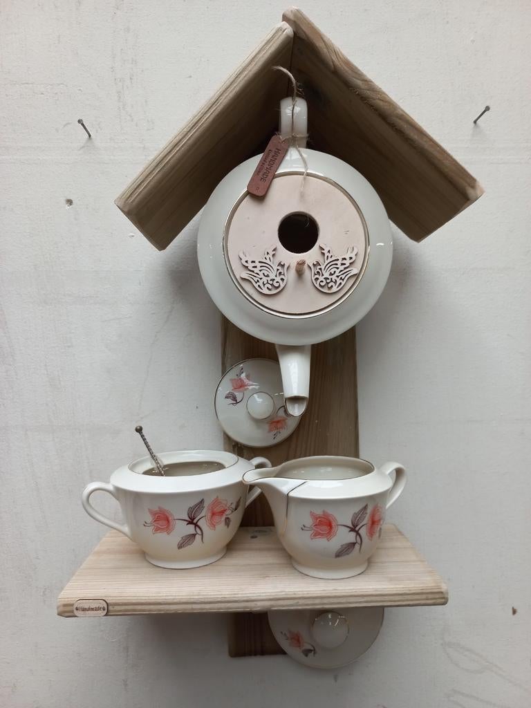 Vintage theepot set servies als   vogelhuisje, Ophalen of Verzenden, Overige stijlen, Overige typen