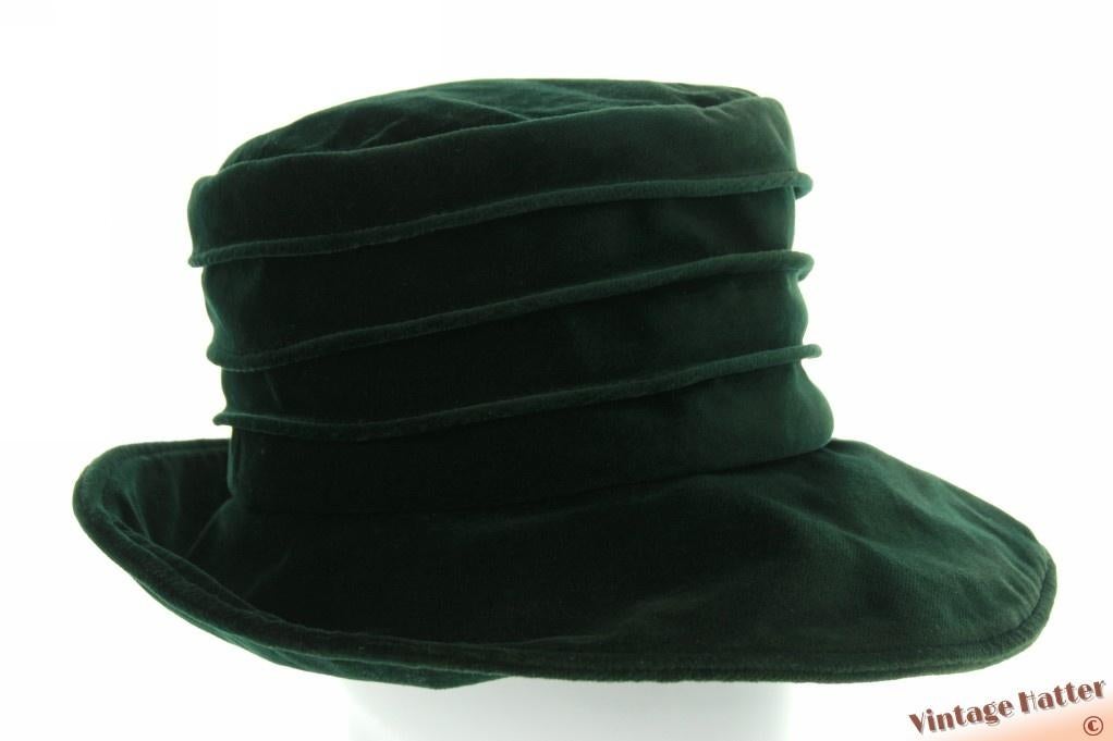 Vintage Flexibele dameshoed Bermona Trend donker groen 57,5, 56 of 57 cm (M, 7 of 7⅛ inch), Hoed, Ophalen of Verzenden, Zo goed als nieuw