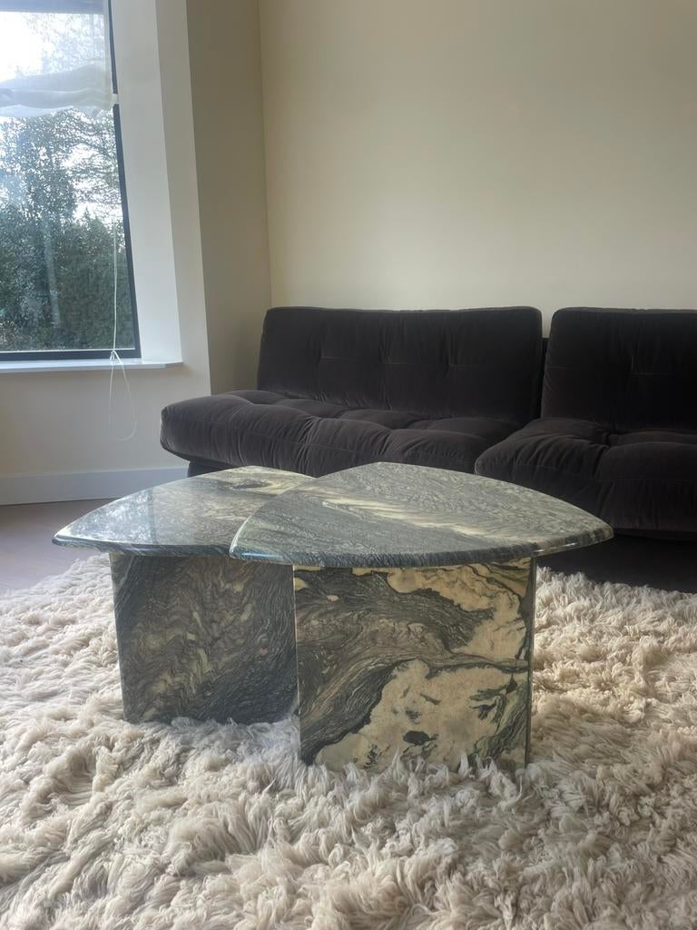 Marmeren salon tafel set, Huis en Inrichting, Tafels | Salontafels, Ophalen, Vierkant, 50 tot 100 cm, Minder dan 50 cm