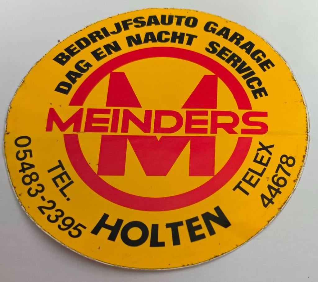 Sticker Meinders bedrijfsauto garage Holten, Ophalen of Verzenden, Zo goed als nieuw, Bedrijf of Vereniging