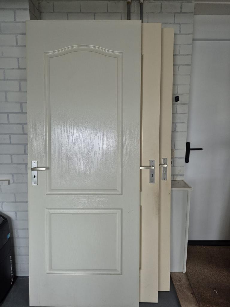 4 Crème Witte Binnendeuren, Landelijke Stijl, 83x211.5 cm, Ophalen, Gebruikt, 80 tot 100 cm, Binnendeur