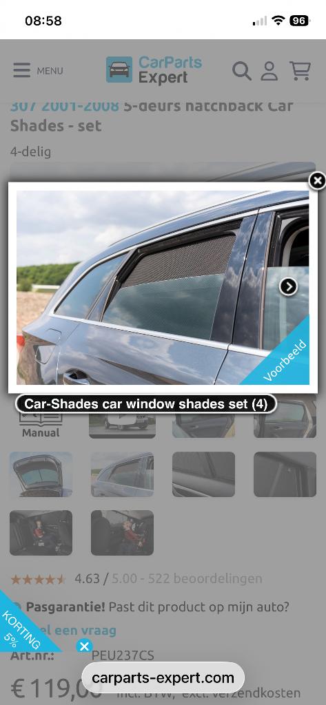 Zonwering Peugeot, Ophalen, Gebruikt, Peugeot