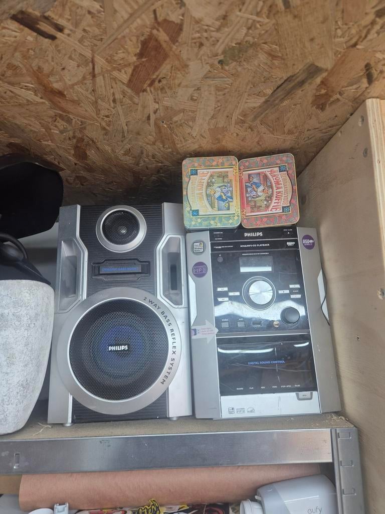 Philips radio met USB en AUX, compleet met 2 speakers, Ophalen of Verzenden