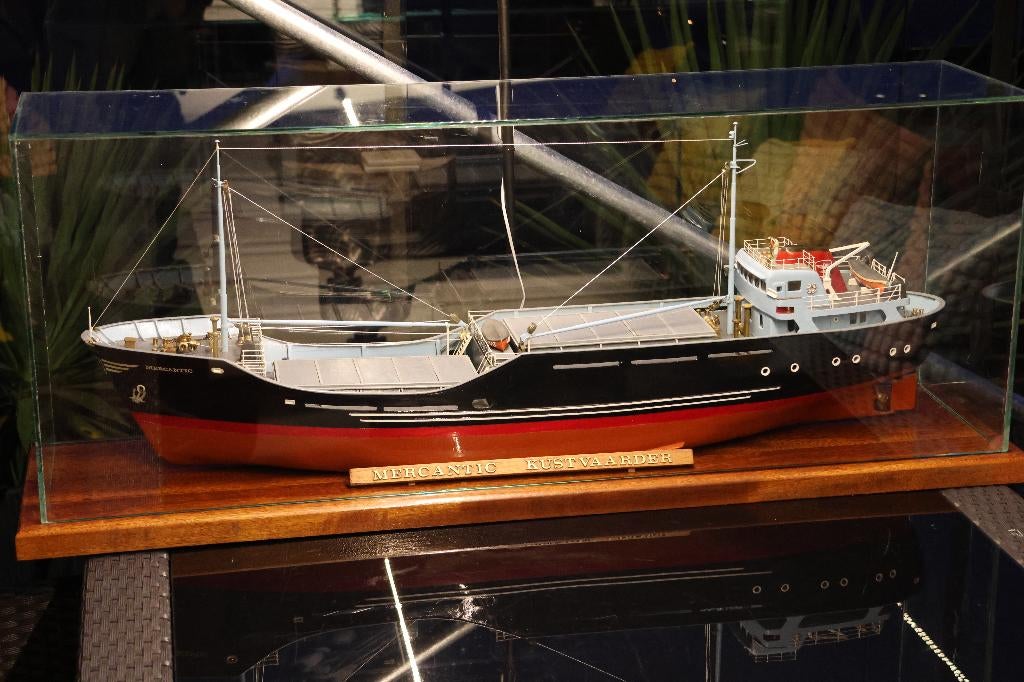 Modelboot in glazen vitrine, Hobby en Vrije tijd, Modelbouw | Boten en Schepen, Ophalen, Zo goed als nieuw
