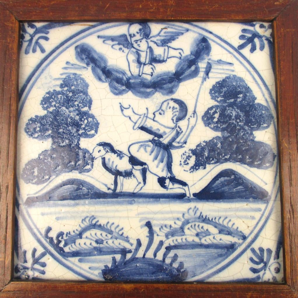 antieke bijbelse tegel 18e eeuw, Ophalen of Verzenden