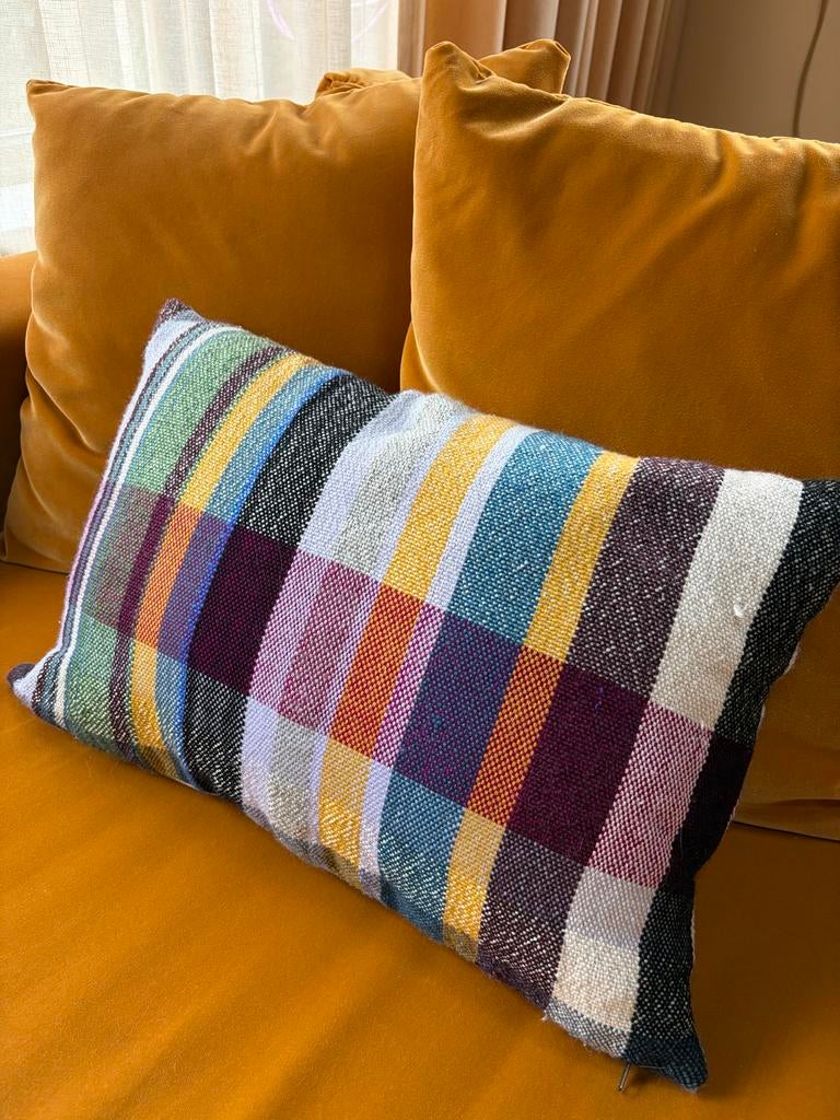 Hk Living kussen ruit 40x60 cm, Huis en Inrichting, Woonaccessoires | Kussens, Ophalen of Verzenden, Gebruikt, Overige kleuren