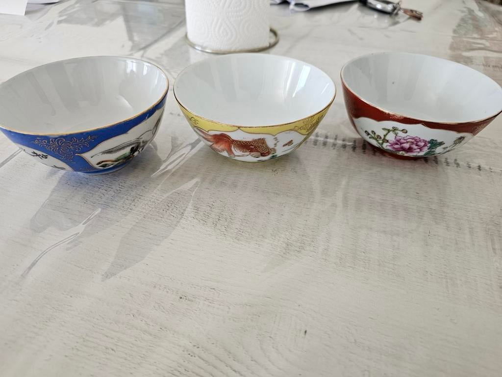 Vintage Chinese Porseleinen Rijstkommen - 3 Stuks, Ophalen