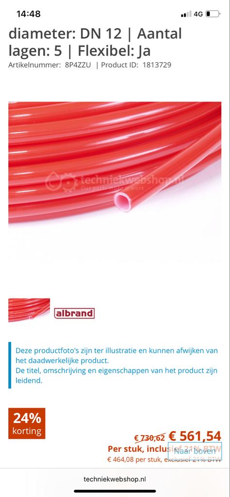 Albrand Vloerverwarmingsbuis 5 laags 14x2,0 rol 120m, Ophalen of Verzenden, Nieuw, Overige typen