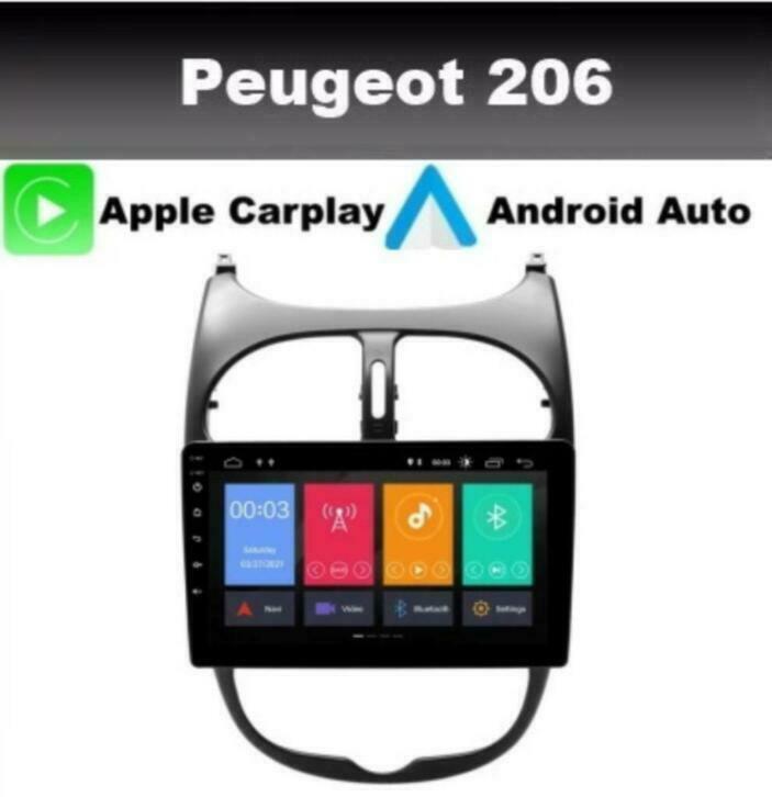 Peugeot 206 navigatie android 11 carplay wifi dab+ 9inch, Ophalen of Verzenden, Nieuw