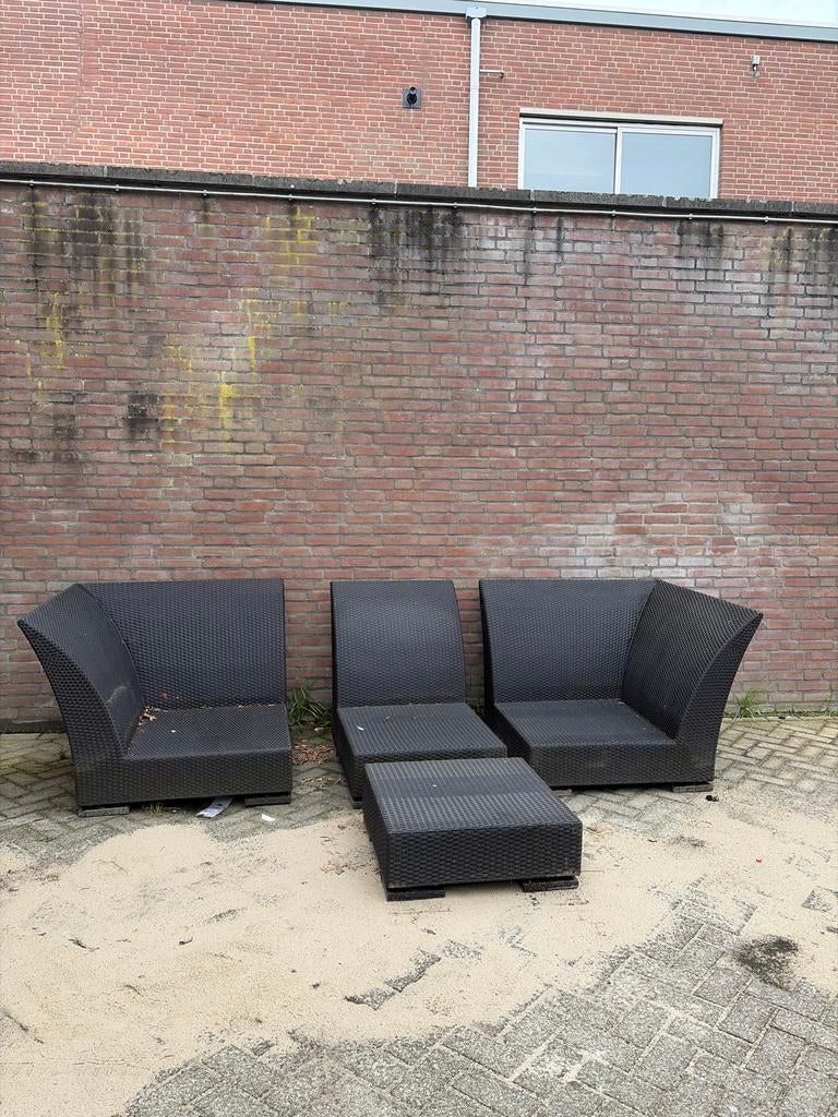 Borek tuinset bank met bijzettafel, schadevrij, Ophalen, Gebruikt, 3 zitplaatsen, Wicker