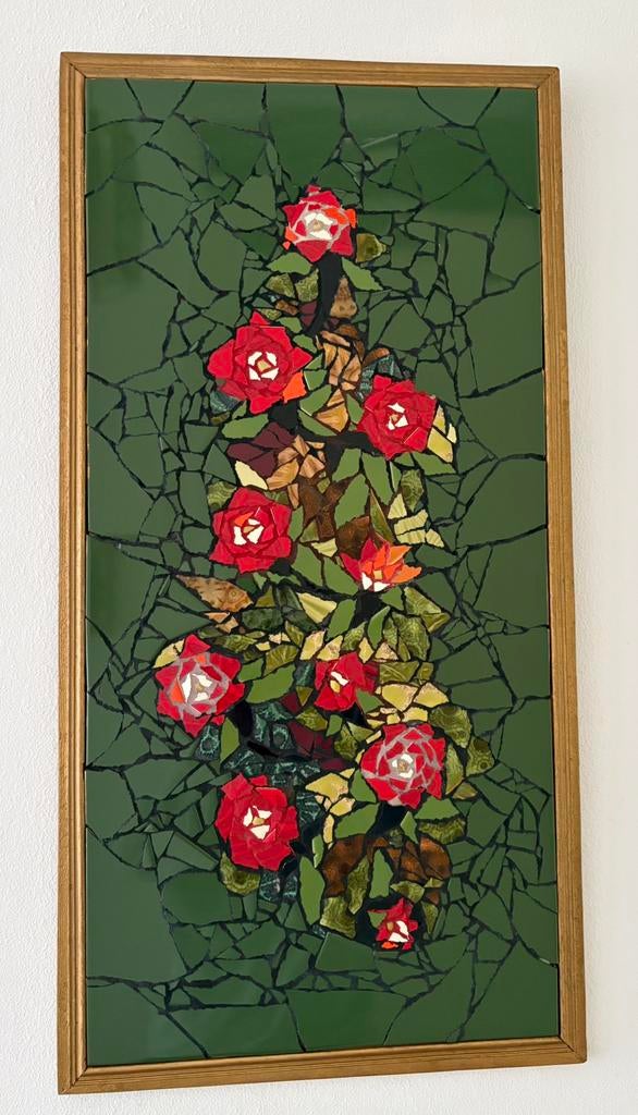 Schilderij Bloemen Mozaïek, Ophalen of Verzenden