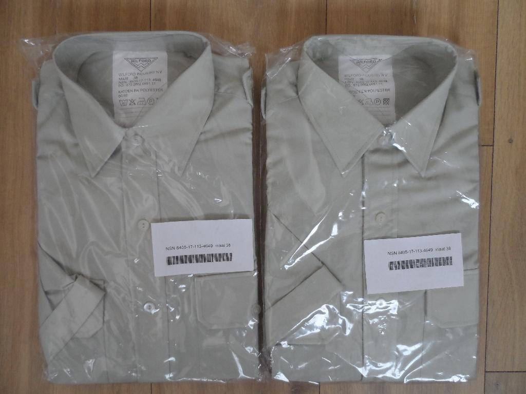 Overhemd korte mouw groen mt 38 nieuw, Ophalen of Verzenden, Landmacht, Nederland, Embleem of Badge