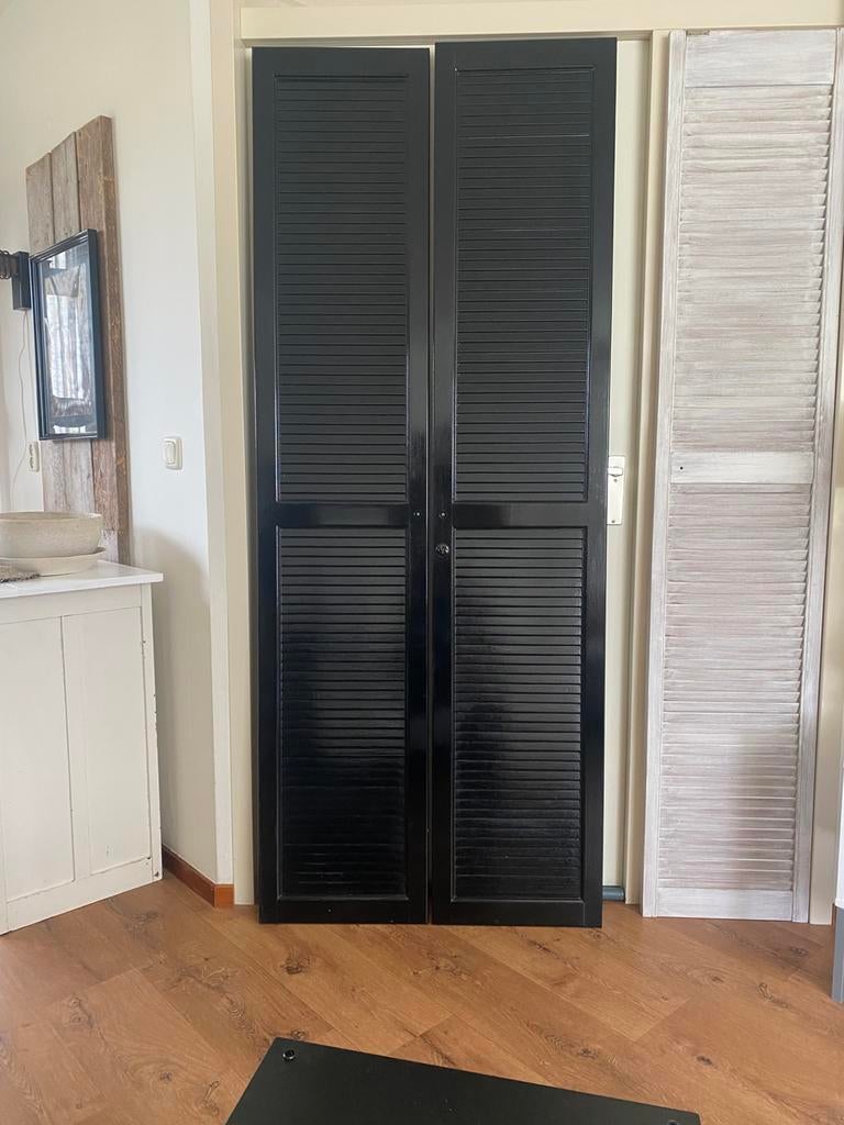 Twee louvre deuren (  zwart ) 199/ 39 cm, Ophalen, Minder dan 80 cm, Binnendeur, Minder dan 200 cm