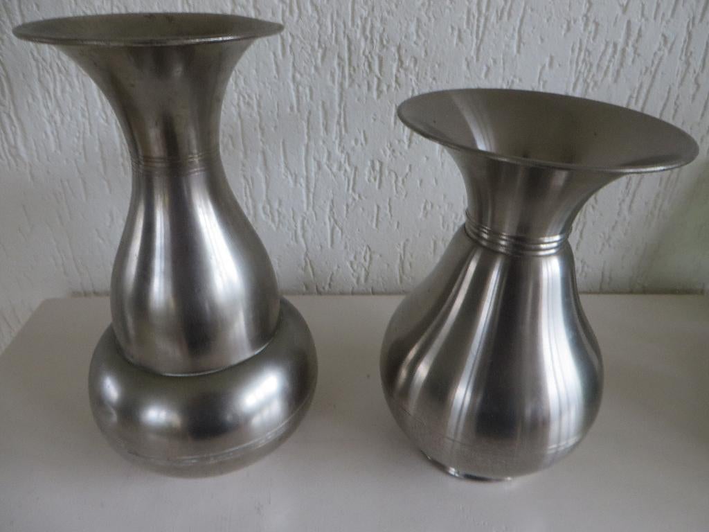 Tinnen vaas DOVO Tiel 2 stuks jaren 50, Ophalen of Verzenden