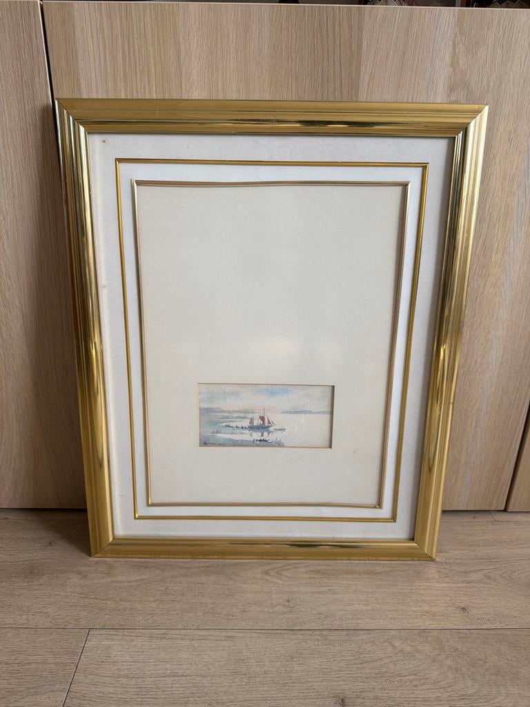 Schilderij met bootjes op het water, Ophalen of Verzenden