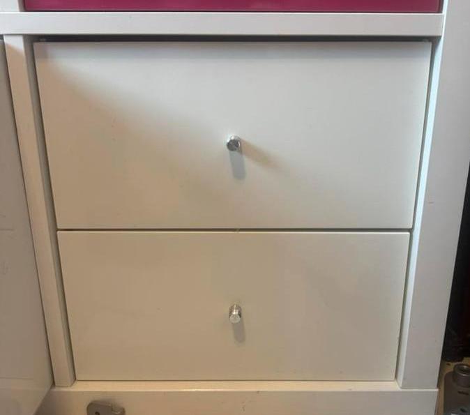 Kallax Lade inzet met 2 witte hoogglans lades, Ophalen, Gebruikt, 3 of 4 laden, Minder dan 100 cm