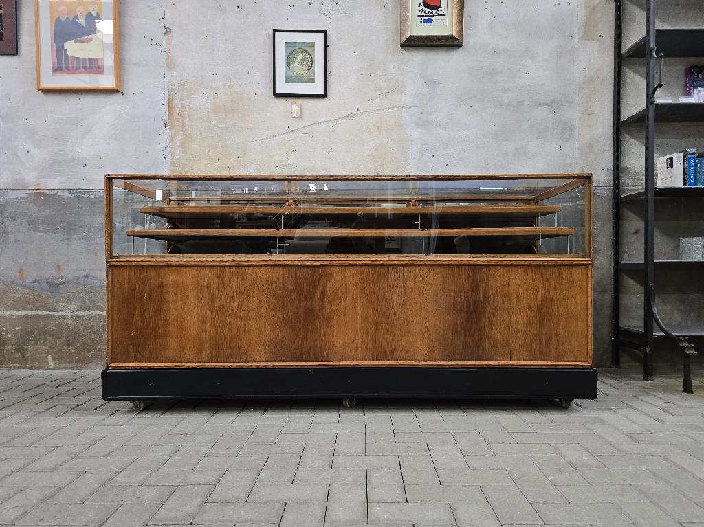 Grote Jaren 50 Toonbank | Vintage Winkel Vitrine Laden Kast, Gebruikt, Ophalen of Verzenden, 200 cm of meer, Metaal