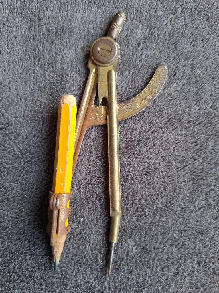 Vintage passer met potlood - Tekengereedschap, Ophalen of Verzenden