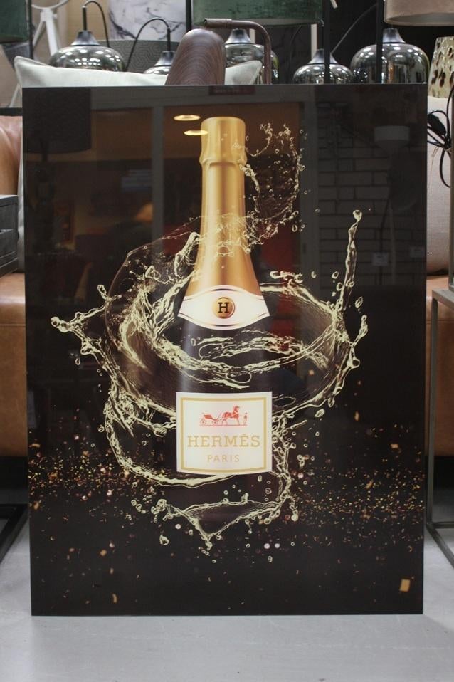 3 x luxe glaslijst schilderij Hermes - Louis Vuitton - Gucci, Huis en Inrichting, Ophalen, 50 tot 75 cm, Zo goed als nieuw, Schilderij