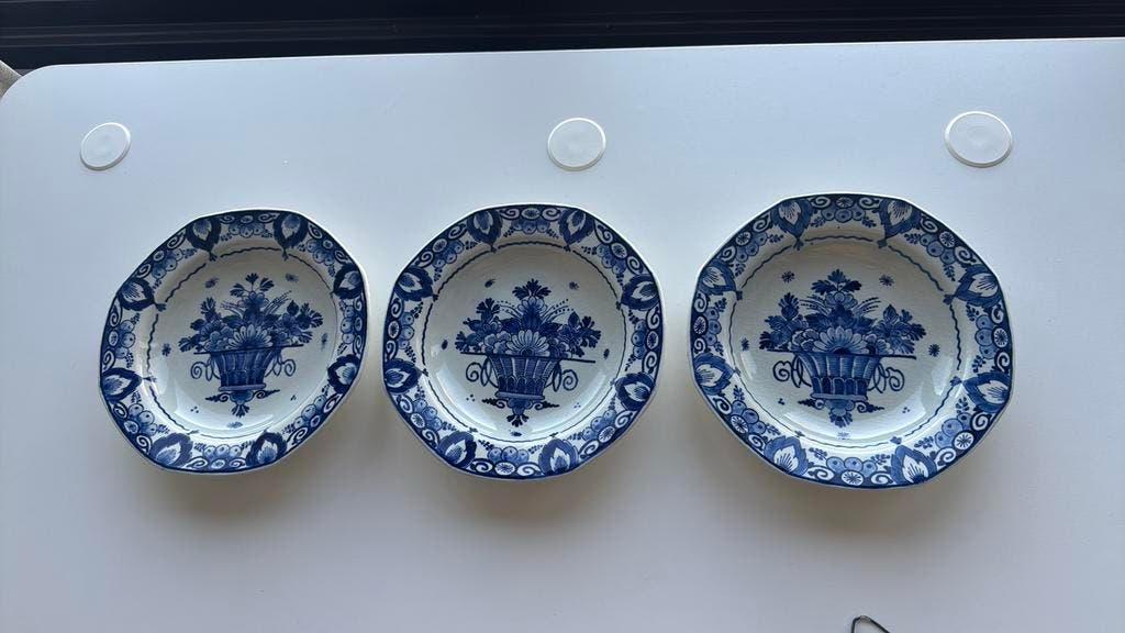 Oud delfts blauw 3 bordjes, Antiek en Kunst, Antiek | Wandborden en Tegels, Ophalen of Verzenden