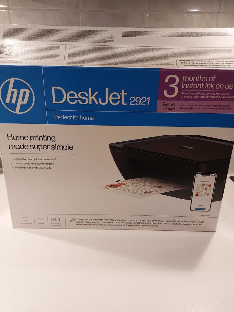 Nieuwe HP Deskjet 2921 Printer - Ongebruikt met cartrid, Kleur printen, Inkjetprinter, All-in-one, Ophalen of Verzenden