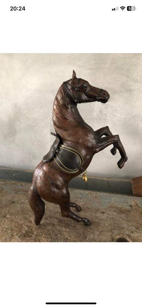 Vintage groot lederen steigerend paard jaren 1960-1970, Ophalen of Verzenden, Zo goed als nieuw, Dier