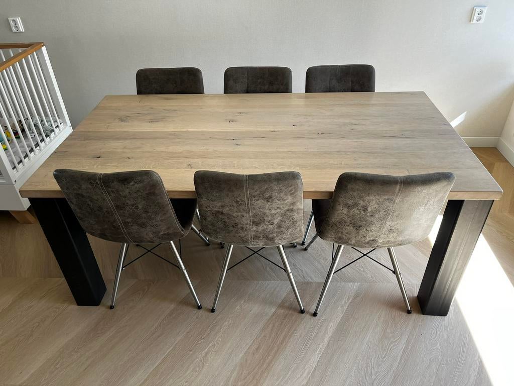 Massief eikenhouten tafel 190x100 cm, Huis en Inrichting, Tafels | Eettafels, Gebruikt, Eikenhout, 150 tot 200 cm, Rechthoekig