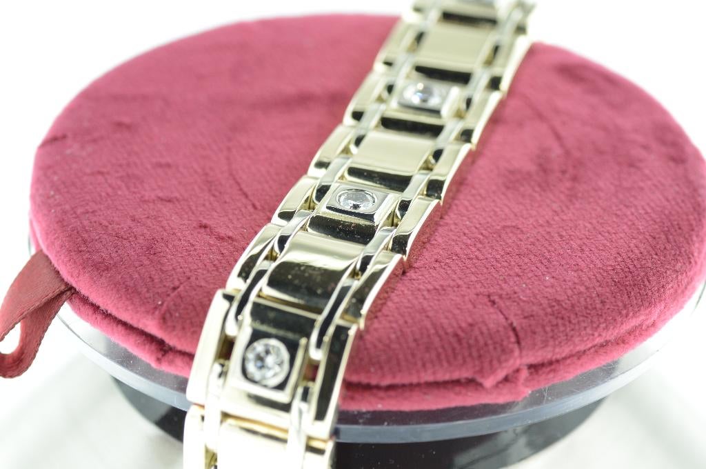 GOUDEN ARMBAND MET 8 DIAMANTEN + GOUDEN KETTING, Ophalen of Verzenden, Zo goed als nieuw, Goud, Goud