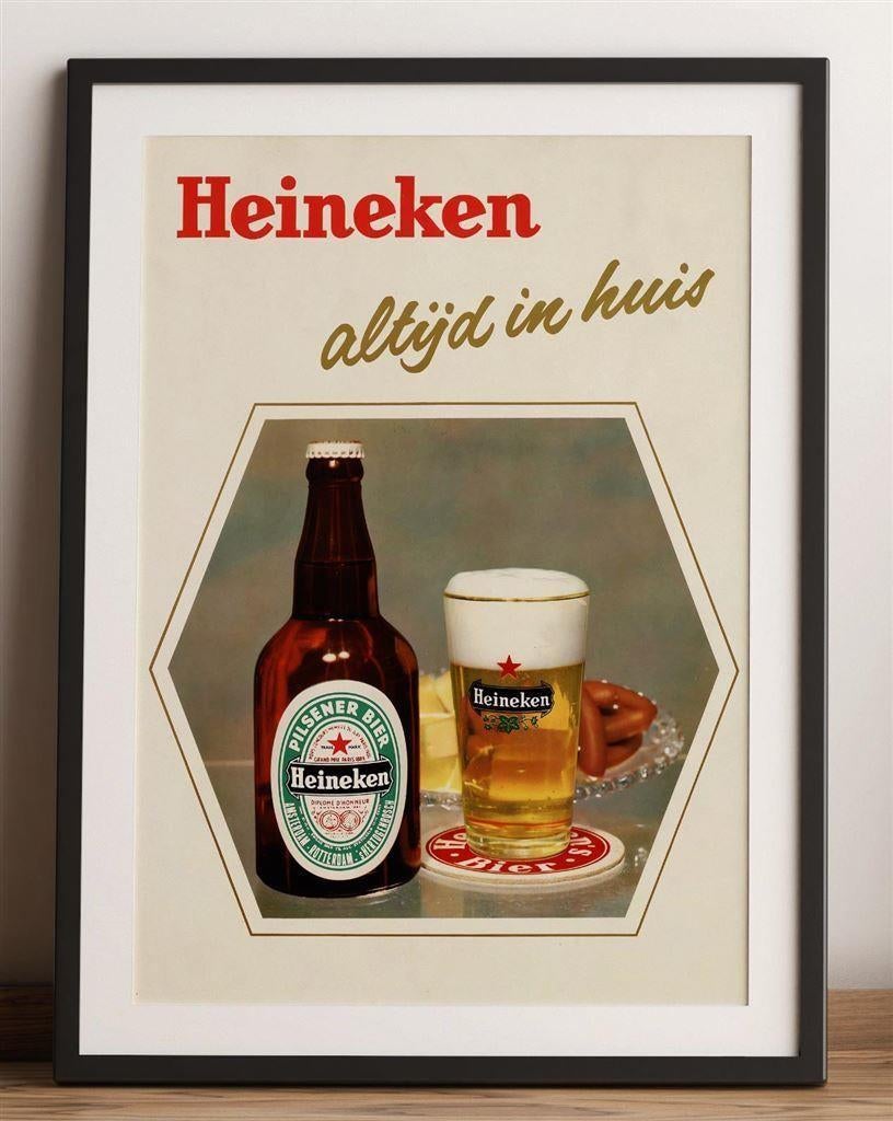 HEINEKEN Mooie 50x70cm Bar Bier Poster oud affiche, Verzamelen, Merken en Reclamevoorwerpen, Ophalen of Verzenden, Nieuw, Reclamebord