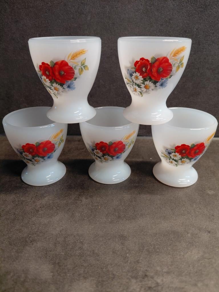 ARCOPAL vintage servies eierdopjes veldbloemen Pasen, Overige typen, Ophalen of Verzenden, Overige stijlen, Glas