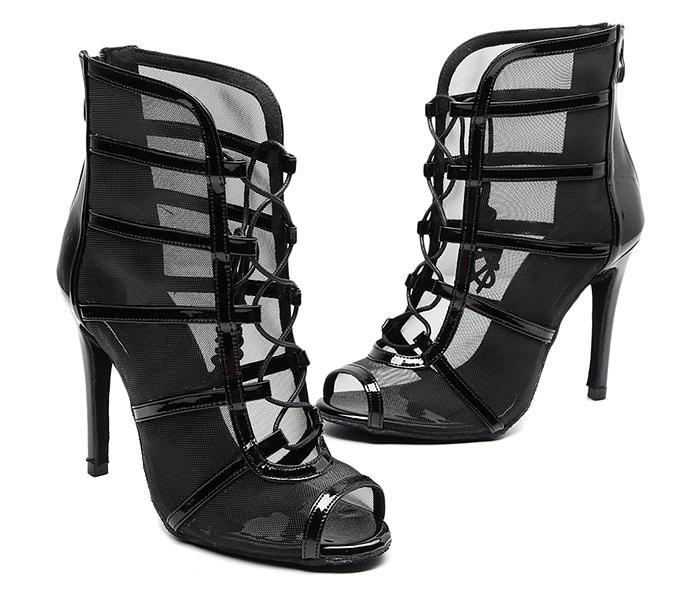 Zwarte hoge salsa mesh hakken tango dans danshakken dames, Verzenden, Nieuw, Zwart, Dansschoenen