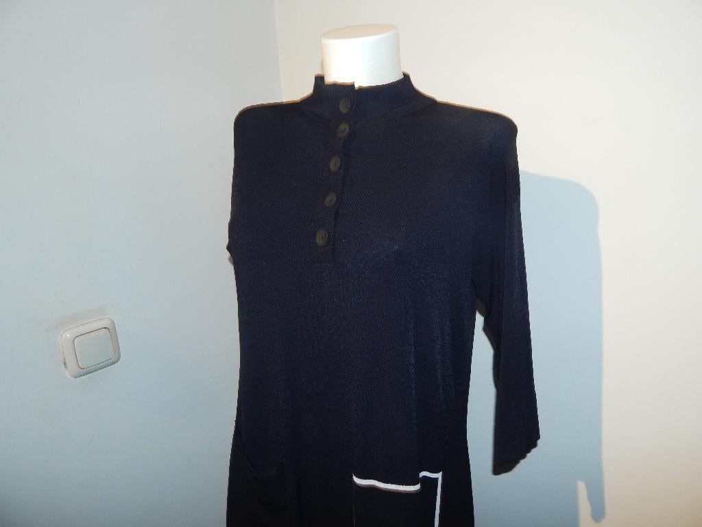 Sarah Pacini tuniek stretch breisel wit accent apart one siz, Sarah Pacini, Zwart, Maat 42/44 (L), Ophalen of Verzenden