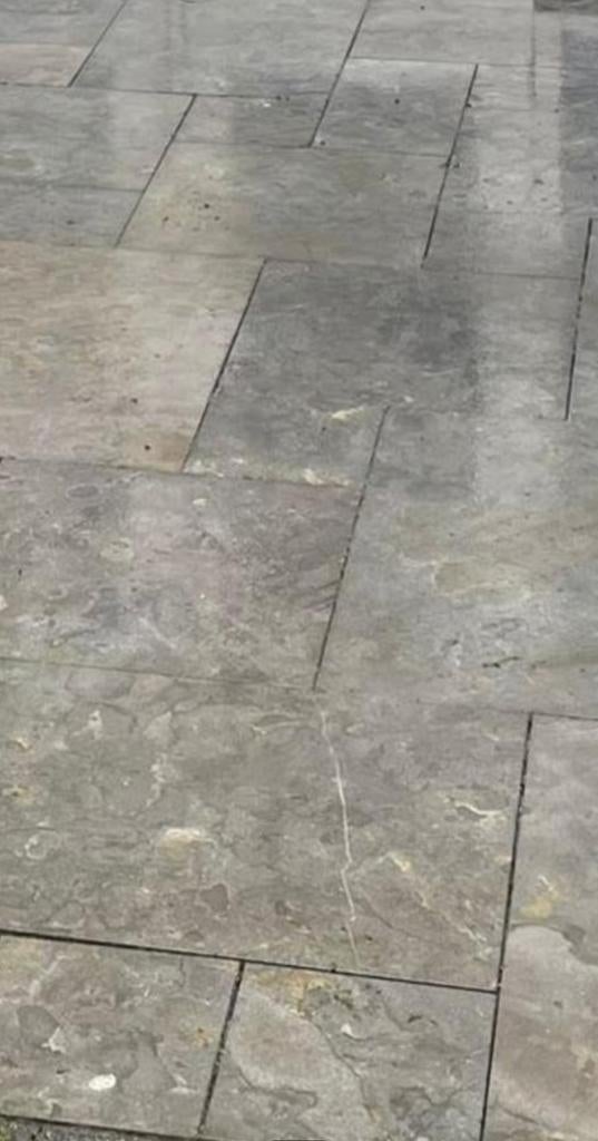 50 m2 Chinees hardsteen terrastegels, Romaans-/wildverband, Tuin en Terras, Tegels en Klinkers, Ophalen, Gebruikt, Natuursteen