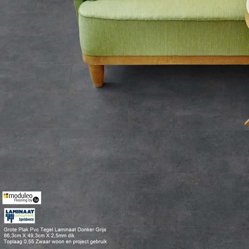 Moduleo Grote Plak Pvc Tegel Donker Grijs 86,3cm X 49,3cm, Huis en Inrichting, Stoffering | Vloerbedekking, Nieuw, Laminaat, Grijs