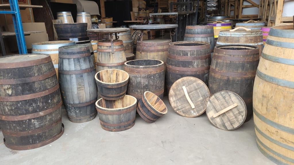 whiskyvat wijnvat regenton planten bak olijfboom palmboom, Tuin en Terras, Met kraantje, 150 liter of meer, Ophalen of Verzenden