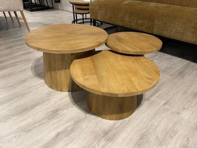 Salontafelset 3 maten massief mango 70 x70 speciale prijs, Huis en Inrichting, Kasten | Ladekasten, Salontafels 3 maten massief mango voor een speciale prijs
