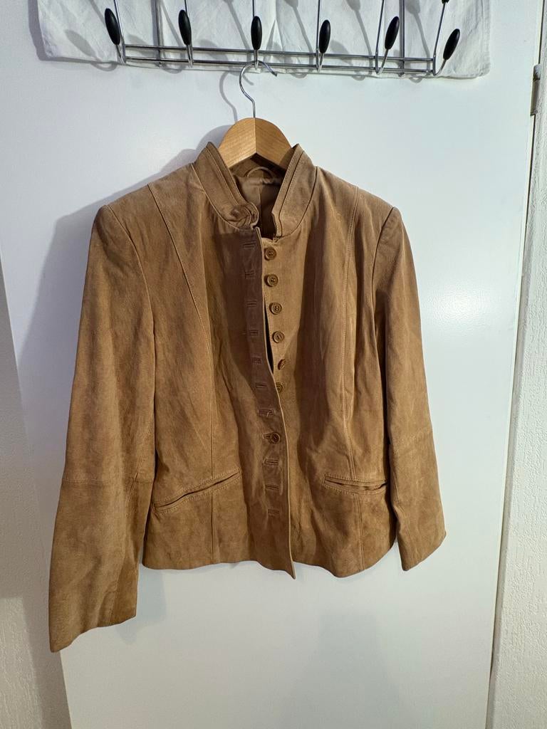 Bruin suede jasje - Maat M, Maat 38/40 (M), Bruin, Ophalen of Verzenden, Jasje