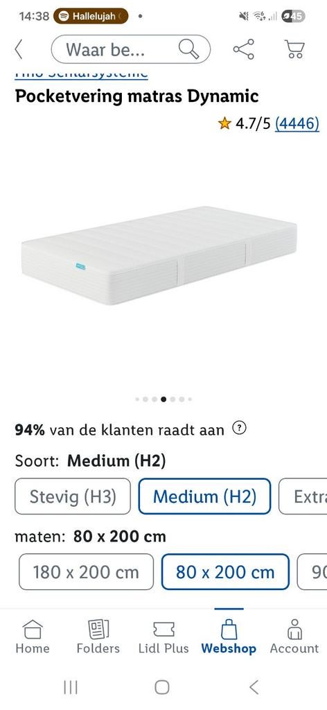 Matras 80x200 - 3 maanden gebruikt, Ophalen, Eenpersoons, Zo goed als nieuw, 80 cm