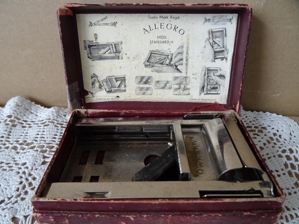 Curiosa vintage Allegro scheermes slijper voor barber 1950, Antiek en Kunst, Ophalen of Verzenden