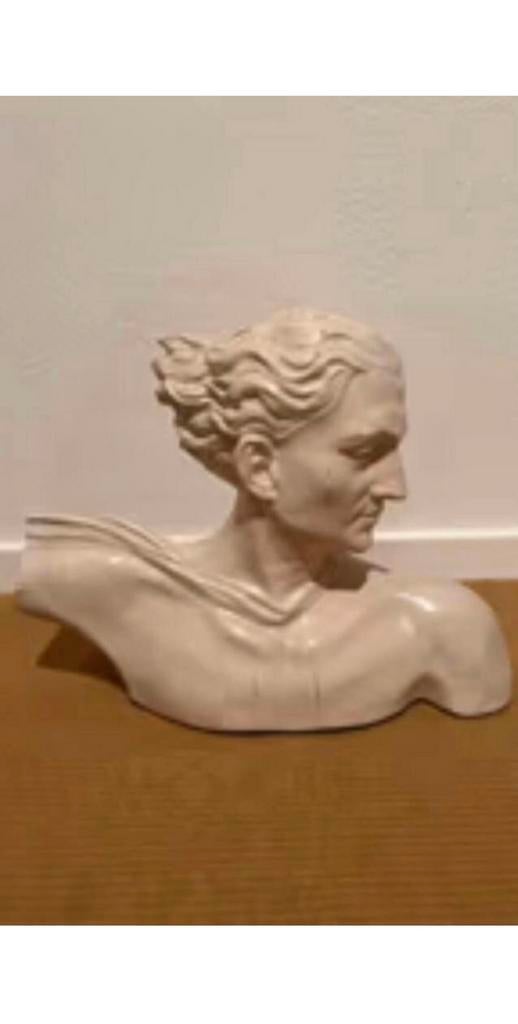 Zwaar Art Deco borstbeeld buste Man Dante “ Jean Mermoz “, Ophalen, Zo goed als nieuw