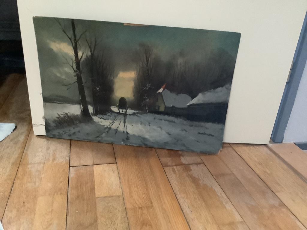 Schilderij Winterlandschap, Huis en Inrichting, Haarden, Ophalen of Verzenden, Gebruikt, Inzethaard, Overige soorten