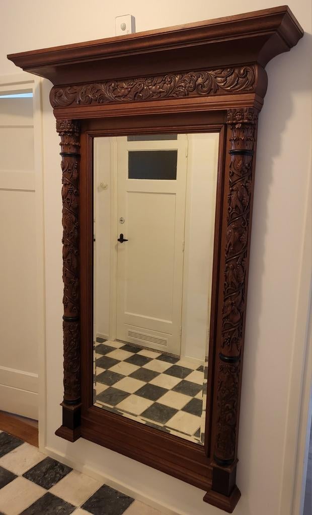 Antieke Meubelstukken Spiegel, nachtkastje, klok, stoelen, Antiek en Kunst, Ophalen