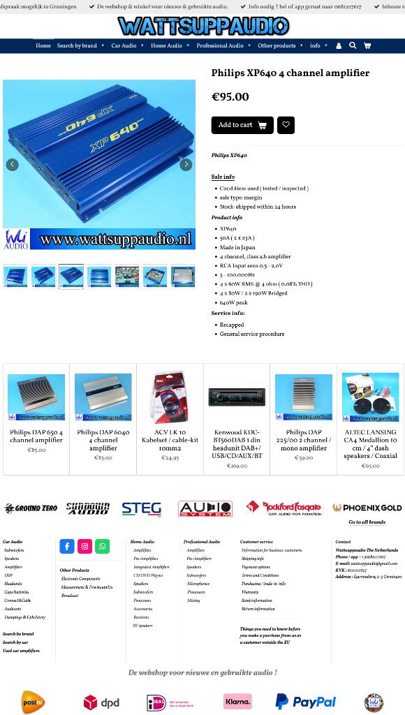 Philips XP640 4 kanaals versterker, Gebruikt, ., Ophalen of Verzenden, .