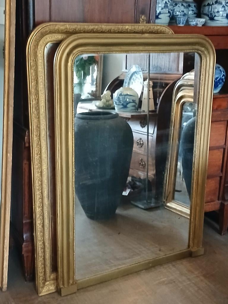 Diverse Stijlvolle Antieke Franse Spiegels Kuifspiegels, Antiek en Kunst, Ophalen, Rechthoekig, Minder dan 50 cm