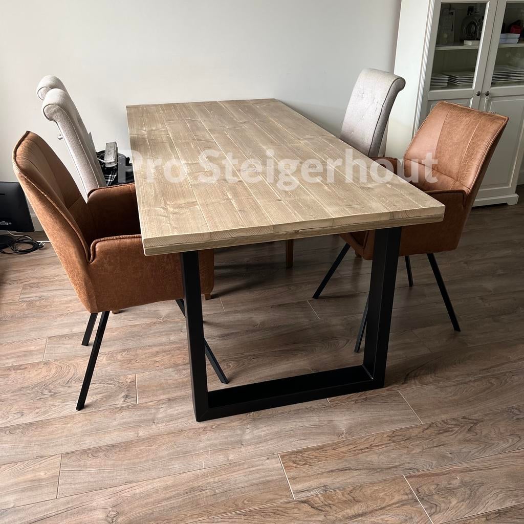 Steigerhout Eettafel Tafel Eetkamertafel Vergadertafel ACTIE, Nieuw, Ophalen of Verzenden, Rechthoekig, Industriël